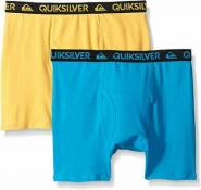 Quiksilver Boys Turquoise & Yellow 2pk Solid Boxer Briefs Size 4/5 6/7 $18