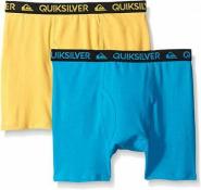 Quiksilver Boys Turquoise & Yellow 2pk Solid Boxer Briefs Size 4/5 6/7 $18