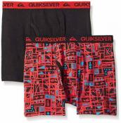 Quiksilver Boys Black & Red Print 2pk Boxer Briefs Size 4/5 6/7 $18