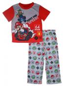 Super Mario Little/Big Boys 2pc S/S Gray Mario Kart Pajama Pant Set Size 4 6 8 1