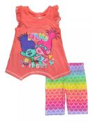 Trolls Girls Hug It Out Tunic 2pc Bermuda Set Size 4 5 6 6X