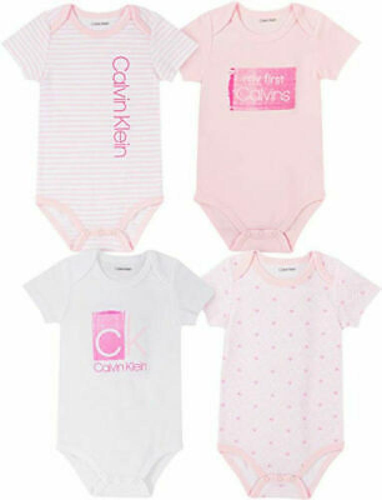 Calvin Klein Infant Girls 4-Pack Bodysuits Size 0/3M 3/6M 6/9M 12M 18M 