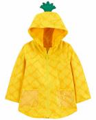 Carter's Girls Yellow Pineapple Rain Slicker Jacket Size 2T 3T 4T 4 5/6 6X