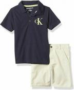 Calvin Klein Boys Navy Blue Polo 2pc Short Set Size 2T 3T 4T 4 5 6 $59.50