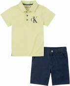 Calvin Klein Boys Lime Punch Polo 2pc Short Set Size 2T 3T 4T 5 6 $59.50