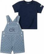 Calvin Klein Infant Boys Blue 2pc Shortall Set Size  0/3M 3/6M 6/9M 12M 18M 24M