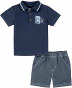 Calvin Klein Infant Boys S/S Navy Polo 2pc Short Set Size 12 M 18M 24M $50