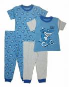 Pajama R Us Boys S/S Shark 4pc Pajama Pant Set Size 2T 3T 4T 5T 4 6 8