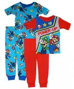 Super Mario Boys Power Up 4pc S/S Cotton Pajama Pant Set Size 4 $48