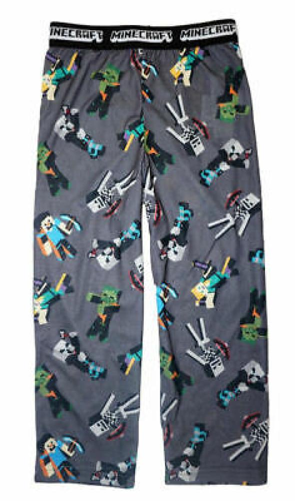 Minecraft Boys Grey Printed Pajama Pant Set Size 4/5 6/8 10/12 14/16 $24