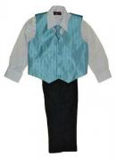 James Morgan Boys Turquoise Printed Vest 4pc Navy Suit Pant Set Size 4 5 6 7