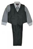 James Morgan Toddler Boys Printed Shirt 4pc Gray Suit Pant Set Size 2T 3T 4T 