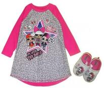 L.O.L Surprise! Girls L/S Pajama Nightgown w/Slippers Size 4 6 8 10