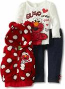 Sesame Street Infant Girls Elmo Fluffy Vest 3pc Legging Set Size 12M