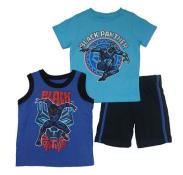 Black Panther Boys Blue & Multi 3pc Short Set Size 2T 3T 4T