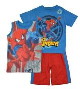 Spider-Man Toddler Boys Blue & Red Three-Piece Short Set Size 2T 3T 4T