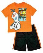 Frozen Toddler Boys Orange Olaf Top 2pc Short Set Size 2T 3T 4T