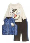 Disney Toddler Boys Blue Mickey Mouse Puffer Vest 3pc Pant Set Size 18M 2T 3T 4T
