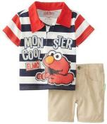 Elmo Infant Boys Striped Polo Two-Piece Short Set Size 12M 18M 24M