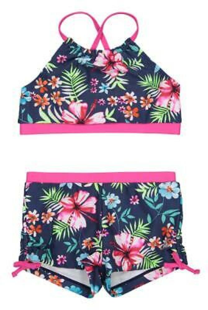 Skechers Big Girls Floral Two Piece Swim Set Size 7