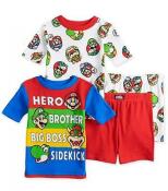 Super Mario Boys 4pc Snug Fit Pajama Short Set Size 4 6 8 10