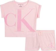 Calvin Klein Girls 2 Pieces Short Set Parfait Pink Size 4, 5, 6, 6X