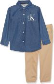 Calvin Klein Baby Boys 2 Pieces Denim Khaki Pant Set Size 4, 5, 6, 7