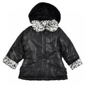 London Fog Toddler Girls Black Faux Fur Trim Outerwear Coat Size 2T $85