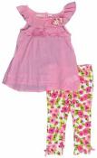 Kids Headquarters Infant Girls Pink Top 2pc Legging Set Size 12M 