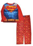 Superman Boys Long Sleeve Caped Top 3pc Pajama Pant Set Size 8 10/12