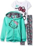 Hello Kitty Girls Mint 3-Piece Hoodie & Legging Set Size 3T, 5/6