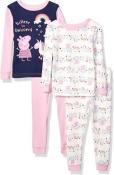 Peppa Pig Toddler Girls L/S Unicorns 4pc Snug Fit Pajama Set Size 2T 3T 4T 5T