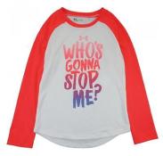 Under Armour Girls L/S White & Pink Who's Gonna Stop Me? Dry Fit Top Size 5