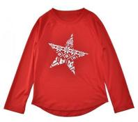 Under Armour Girls L/S Red & Silver Star Dry Fit Top Size 5