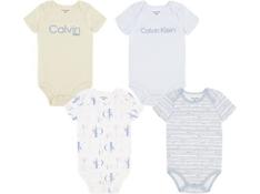 Calvin Klein Baby Boys 4 Pieces Pack Bodysuit Size 0/3M, 3/6M, 6/9M, 12M, 18M