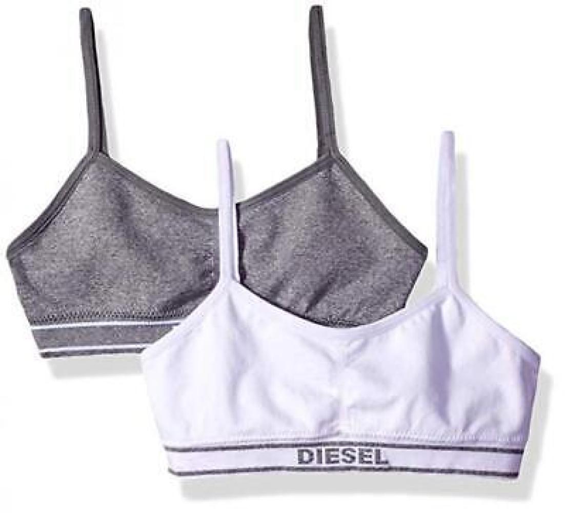 Diesel Girls Gray & White Two-Piece Seamless Training Bras Size