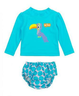 Kiko & Max Toddler Girls Pink Tucan Rashguard Swim Set Size 2T 3T 4T 